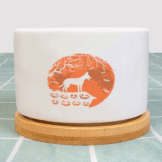 Belgian Malinois And Moon Halloween Dog Lover Gift Plant Pots