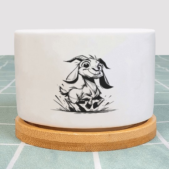 Baby Goat Jumping Little Goat Pencil Sketch Plant Pots