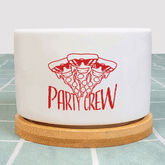 Pizza Salami Fast Food Party Crew Sunglasses Team Plant Pots