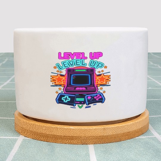 Neon Arcade Glory: Level Up Plant Pots