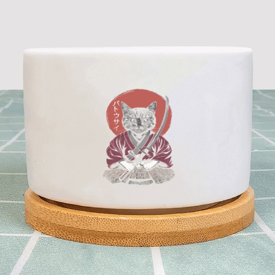 Neko Battousai Samurai Cat Classic Plant Pots