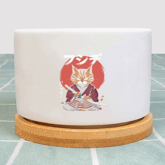 Neko Battousai Samurai Cat Classic Plant Pots