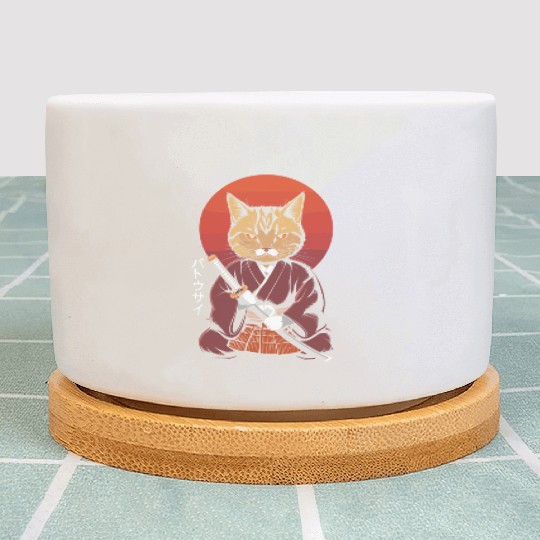 Neko Battousai Samurai Cat Classic Plant Pots