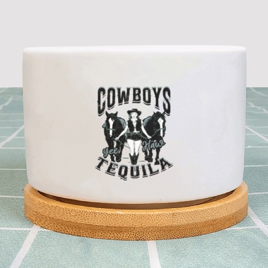 Cowboys and Tequila - Cowgirl Plant Pots
