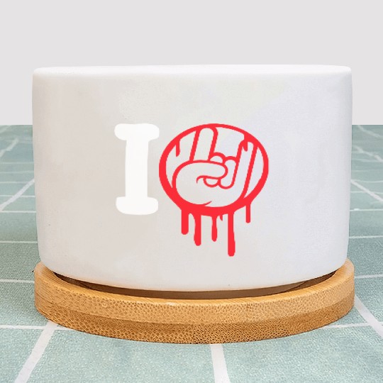 I Love Heavy Metal Hard Rock Music Graffiti Heart Plant Pots