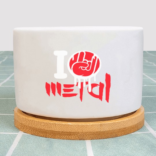 I Love Heavy Metal Hard Rock Music Graffiti Heart Plant Pots