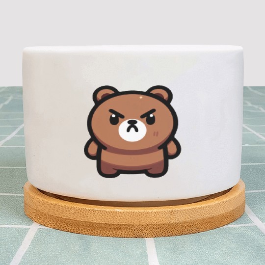 Fierce Brown Bear Art Plant Pots