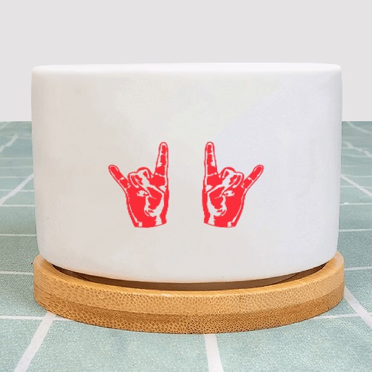 Two heavy metal hard rock horn finger hand gesture Plant Pots