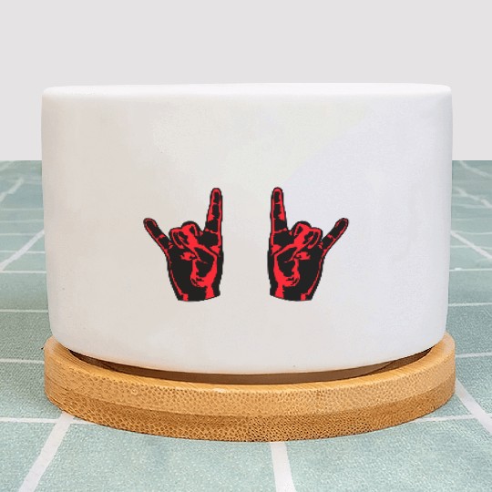 Two heavy metal hard rock horn finger hand gesture Plant Pots