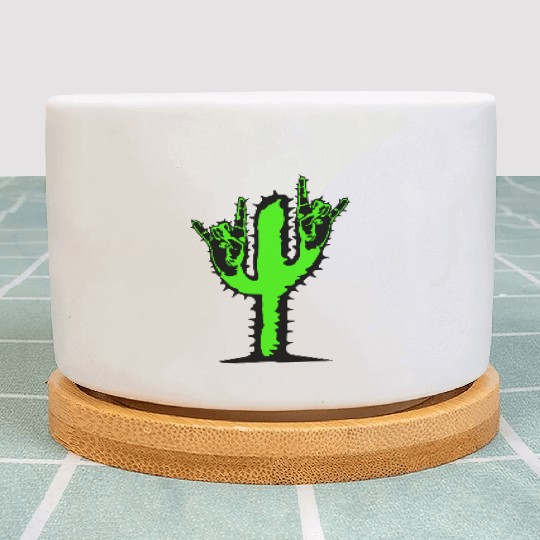 Cactus Plant Heavy Metal Hard Rock Hand Gesture Plant Pots