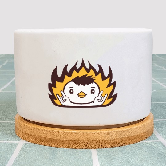 Fire Heavy Metal Duck Bird Chick Rock Hand Gesture Plant Pots