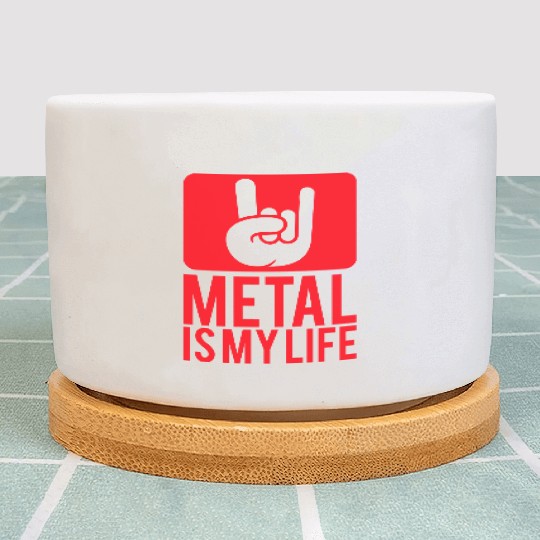 Heavy Metal Is My Life Hard Rock Music Text Quote Plant Pots