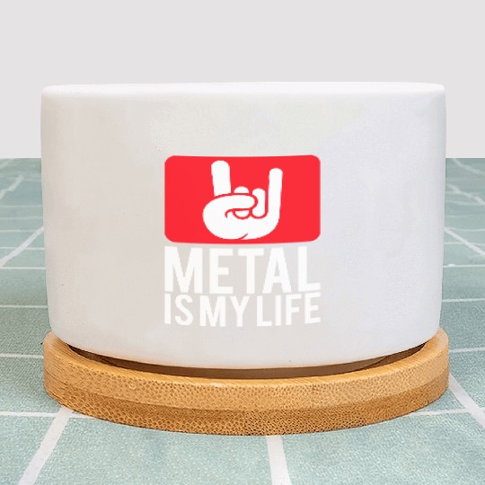 Heavy Metal Is My Life Hard Rock Music Text Quote Plant Pots