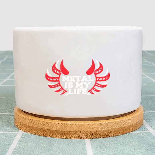Heavy Metal Is My Life Hard Rock Music Text Quote Plant Pots