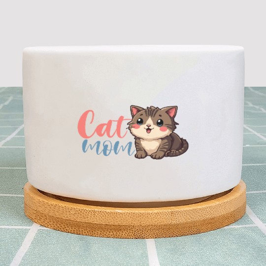 Adorable Cat Mom Design with Cute Kitten Plant Pots