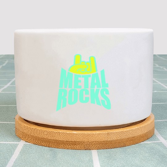 Heavy Metal Rocks Hard Rock Music Text Quote Logo Plant Pots