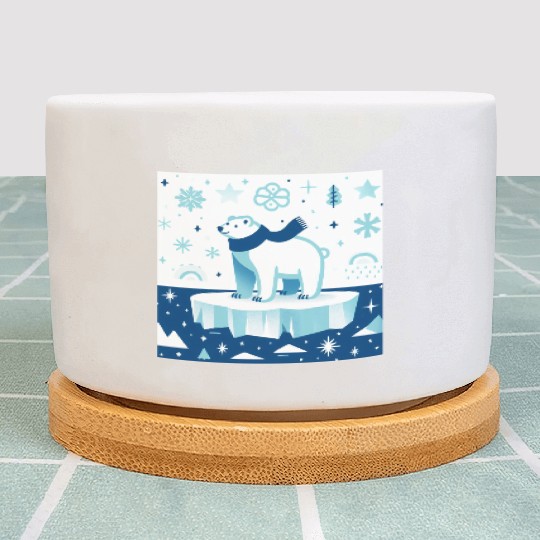 Polar Bear in Winter Wonderland Plant Pots