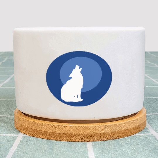 Wolf Moon Nature Vector Plant Pots