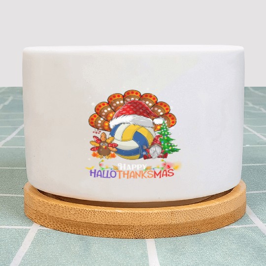 Volleyball Turkey Gnome Happy Hallothanksmas Plant Pots