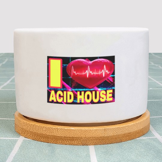 I LOVE ACID HOUSE YELLOW FONTS Plant Pots