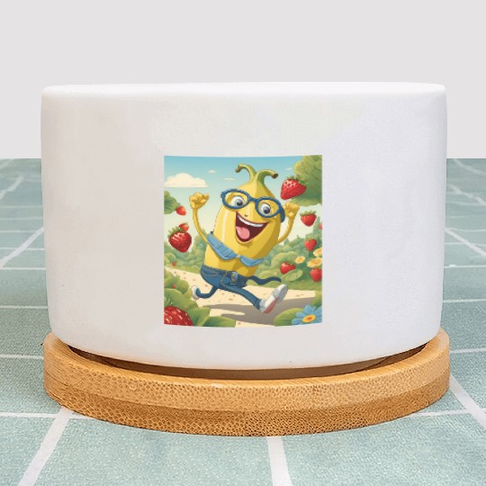 The laughed banana colourful design. Plant Pots