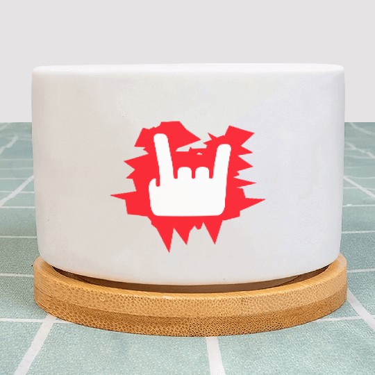 Heavy Metal Fun Hard Rock Music Horns Hand Gesture Plant Pots