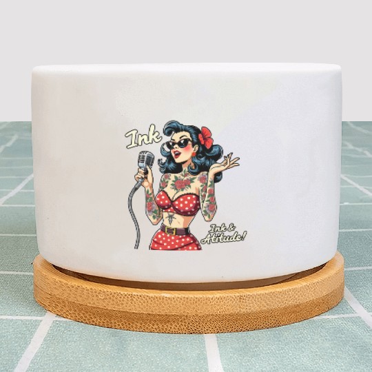 Pinup Ink and Attitude Tattoo Art Plant Pots