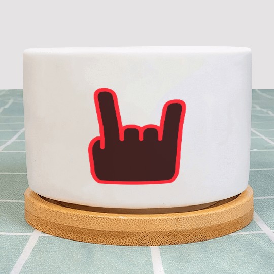 Heavy Metal Fun Hard Rock Music Horns Hand Gesture Plant Pots