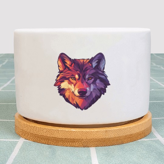 Floral Wolf Vintage Flowers Wolf Face for Wolves Plant Pots