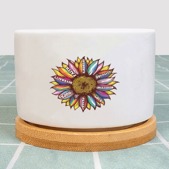 lgbtq sunflower rainbow flag Diversity Human Right Plant Pots