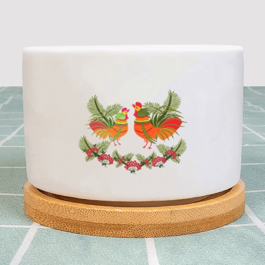 Rooster with hen Plant Pots