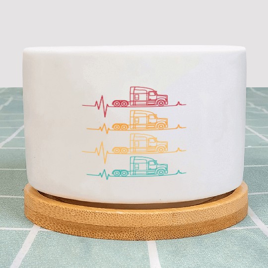 Truck driver heart beat Trucker Funny Truck Driver Plant Pots