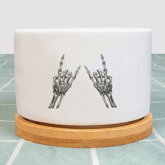 Rock On Rock Star Skeleton Hands Rocker Halloween Plant Pots