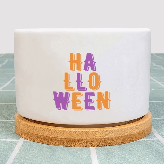 Retro Vintage Purple and Orange Halloween Stacked Plant Pots