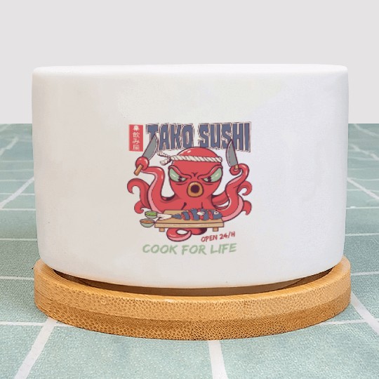 Octopus Sushi Bar Raw fish roll Takoyaki Plant Pots