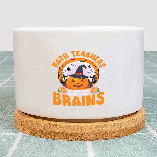 Math Teachers Love Brains Halloween Pumpkin Hat Plant Pots