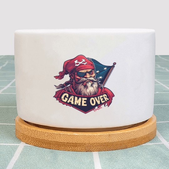 Pirate Game Over Graphic - Bold Pirate Skull Art Plant Pots