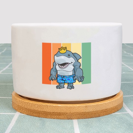 Royal Wave Rider: Adorable Crowned Shark in Plant Pots