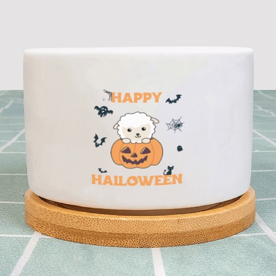 Sheep In Pumpkin Cute Sheep Happy Halloween Plant Pots