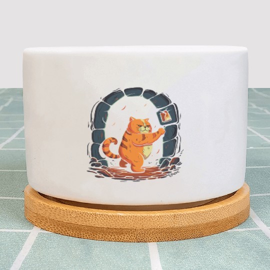 Funny Chubby Red Dungeon Cat Plant Pots