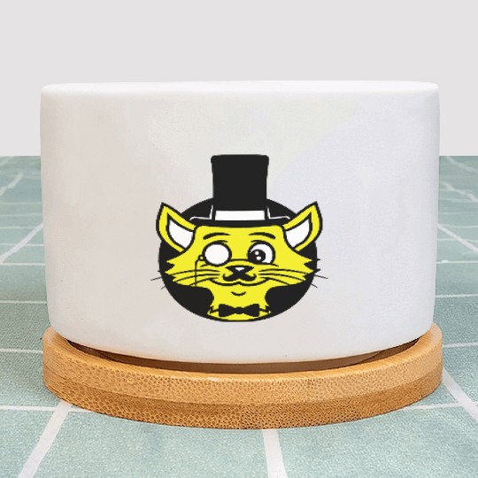 Sir Cat Gentleman Top Hat Monocle Glasses Rich Guy Plant Pots