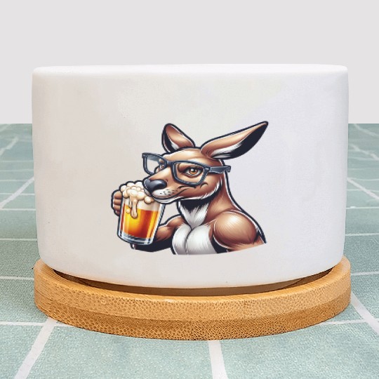 Kangaroo with Glasses Drinking Beer Plant Pots