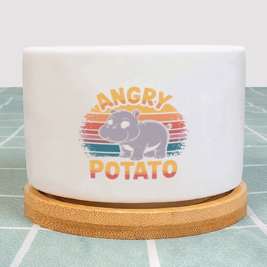 Moo Deng Angry Potato Hippo Humor Design Plant Pots