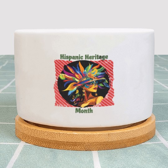 Elegant Hispanic Heritage Month Feathered Mask Plant Pots