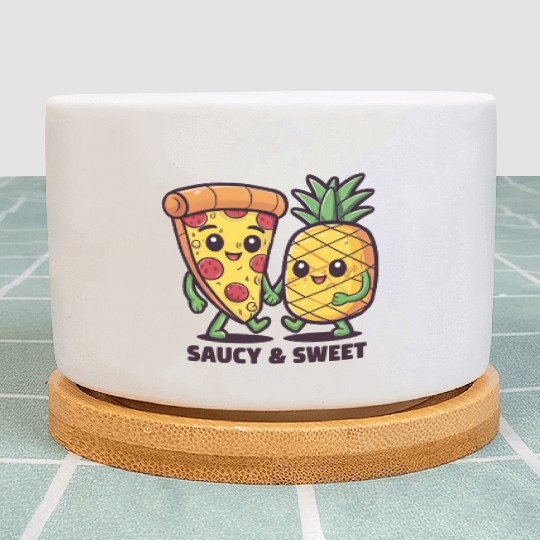 Funny Cute Kawaii Pizza Pineapple Friends Saucy Plant Pots