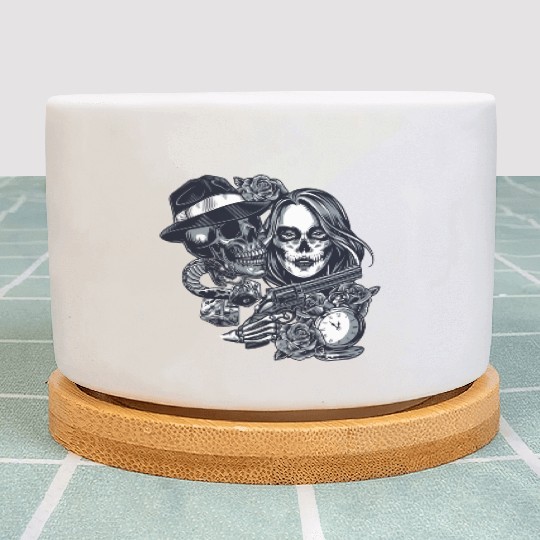 Chicano Street Art Graphic Plant Pots