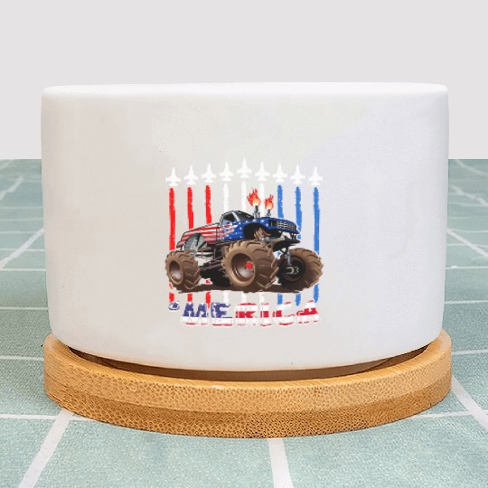 Merica Monster Truck US Flag Plant Pots