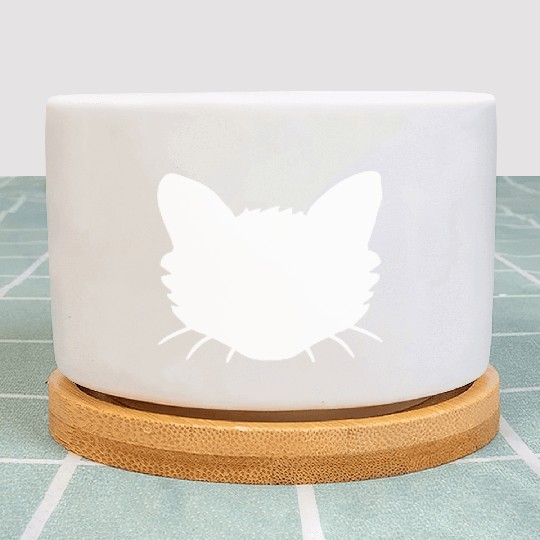Cat Face Silhouette Kitten Head Outline Outline Plant Pots