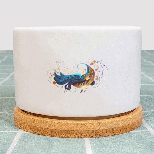 Celestial Music Waves: Abstract Notes and Flow Plant Pots