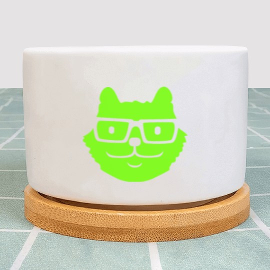 Nerd Cat Horn-rimmed Glasses Geek Smart Kitten Fun Plant Pots